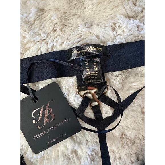 Honey Birdette ADRIANA🖤 Black & Gold 2 Piece Set 36C Bra & M Thong - Picture 9 of 9